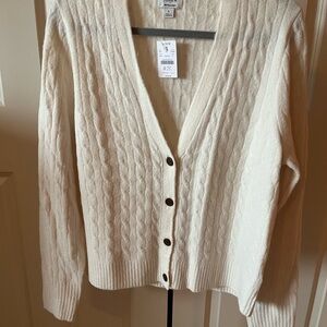 J. Crew Ivory Cable Knit Cardigan